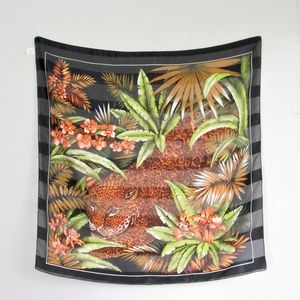 Vintage leopard floral print scarf